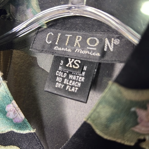 Citron Silk Blend Sheer Black Landscape Print Blouse Jacket XS - Picture 8 of 9